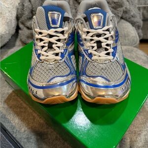 Gray and Blue Athletic Sneakers